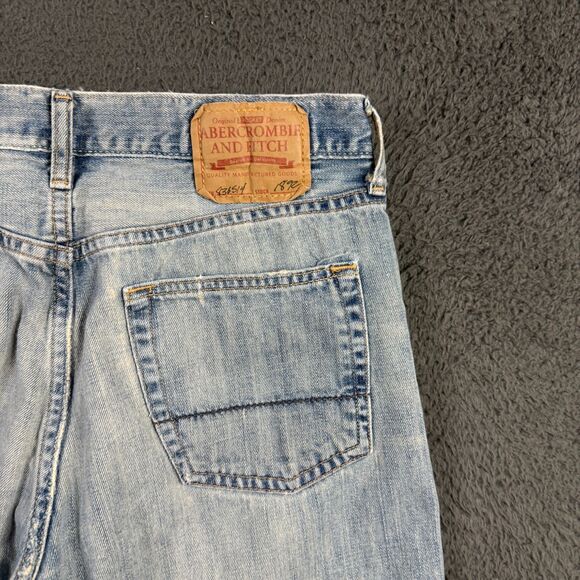 Vtg Abercrombie & Fitch Jeans Mens 30x32 Blue Bootcut Y2K Faded Light Wash - Picture 12 of 16